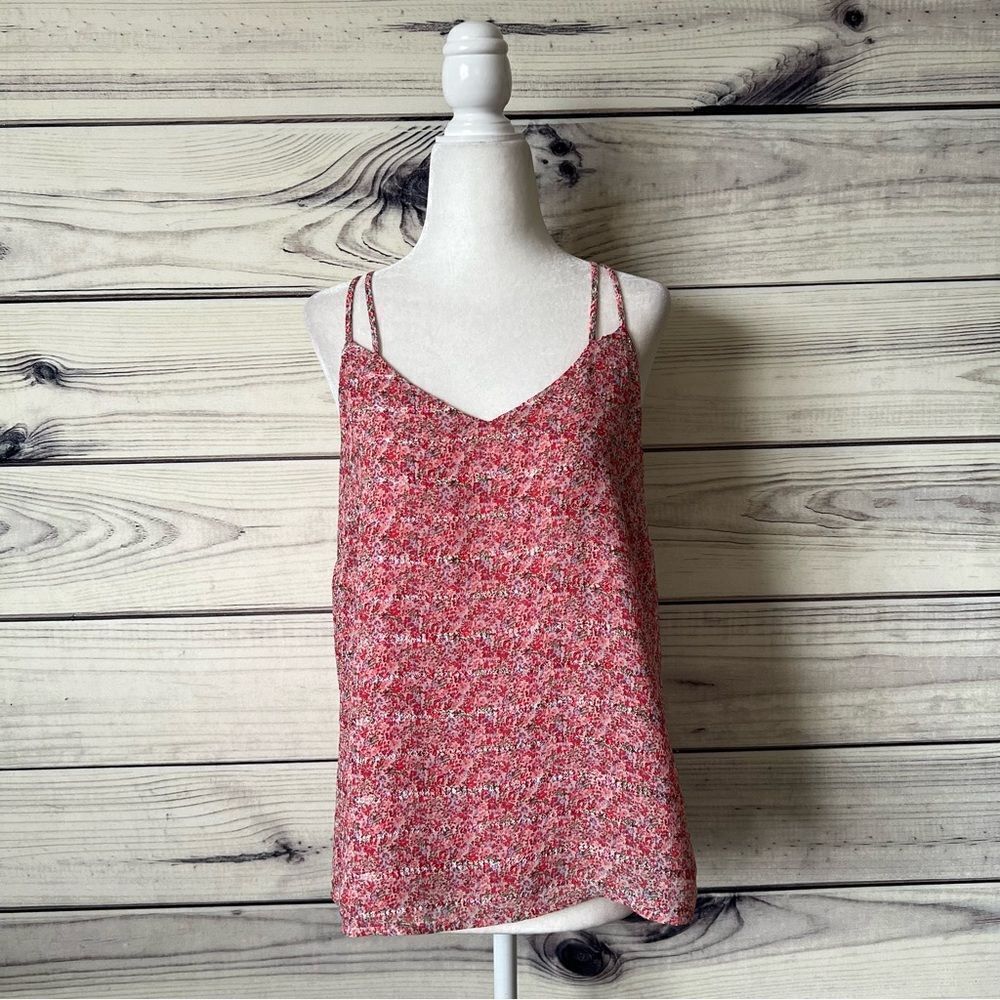 Skies are Blue Pink Ditsy Floral Print Cami Tank Top